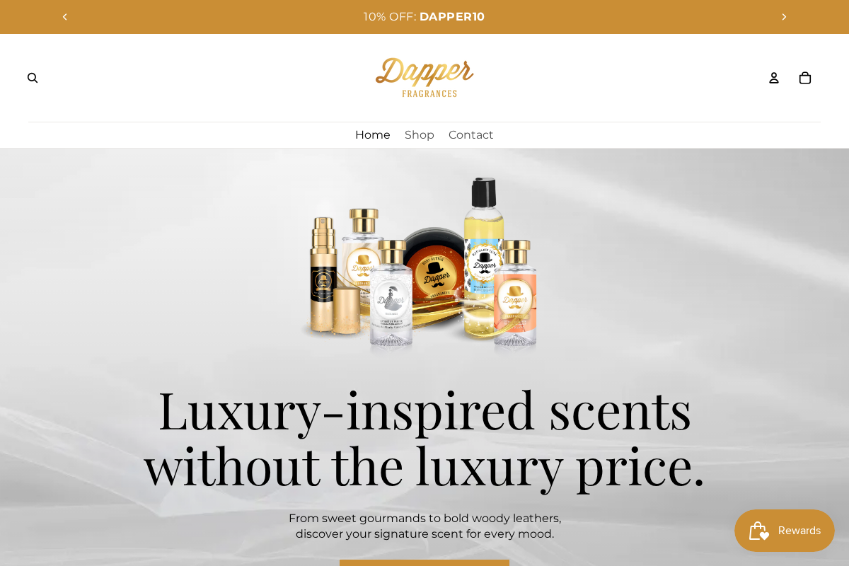 Dapper Fragrances homepage screenshot
