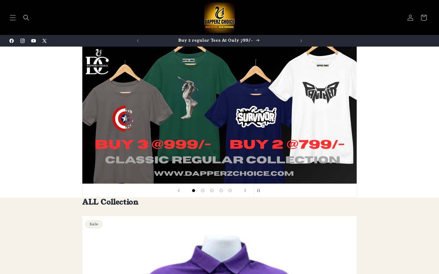 dapperzchoice.com homepage screenshot