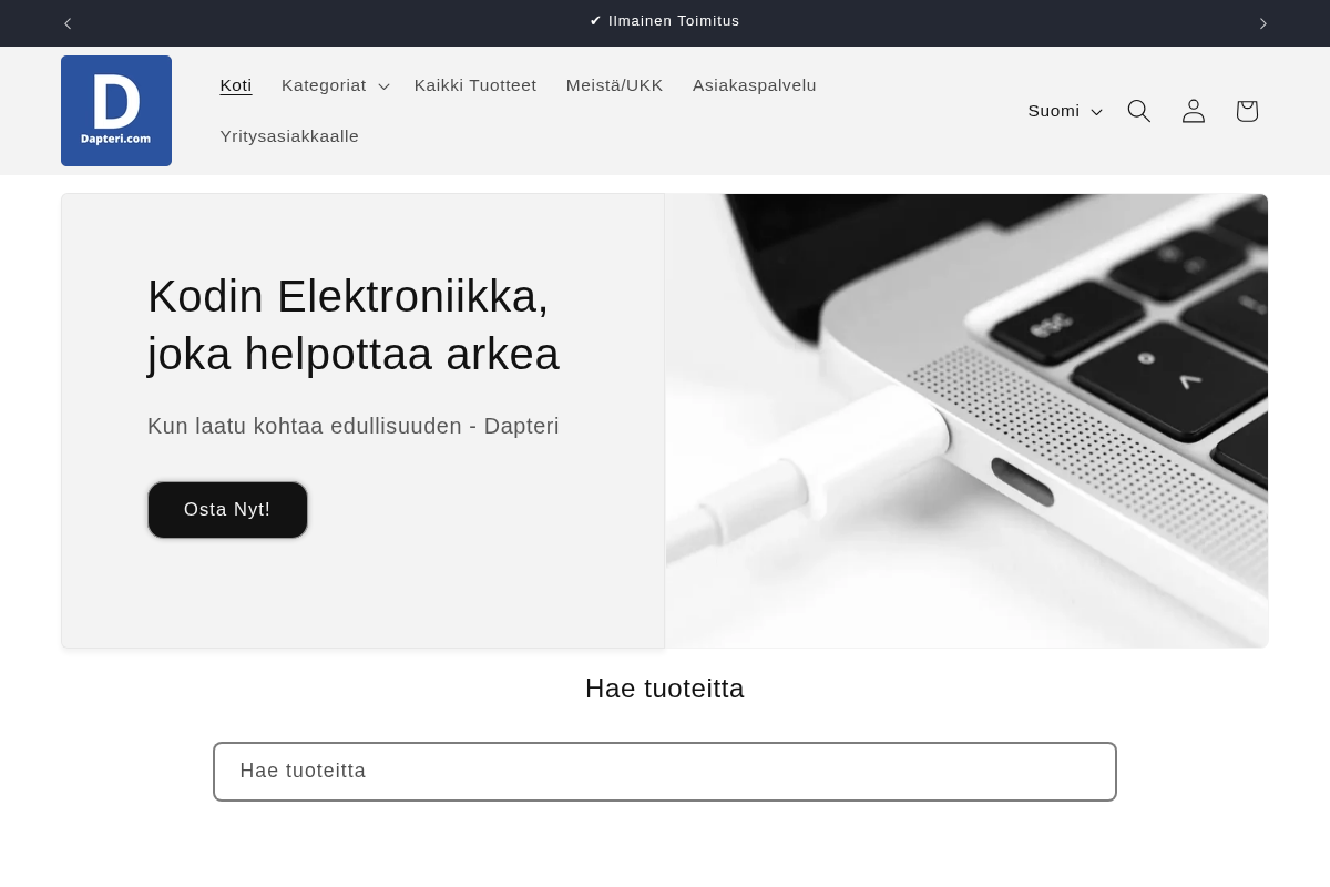 Dapteri homepage screenshot