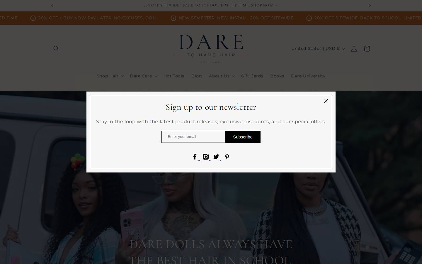 daretohavehair.com homepage screenshot