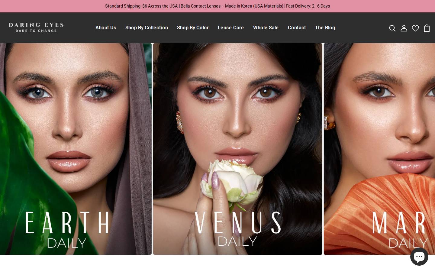 Daringeyes homepage screenshot