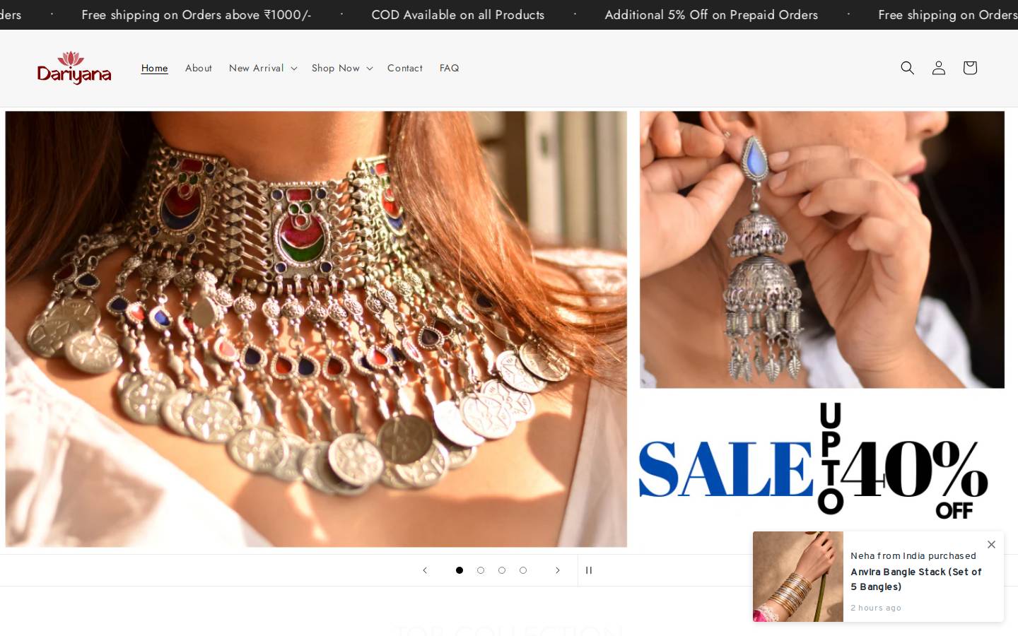 dariyana.com homepage screenshot