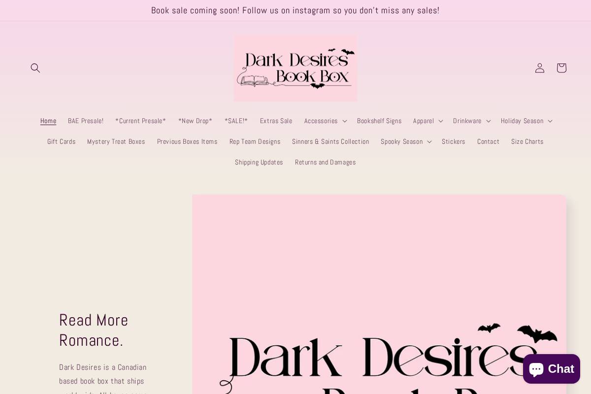 darkdesiresbookbox.com homepage screenshot
