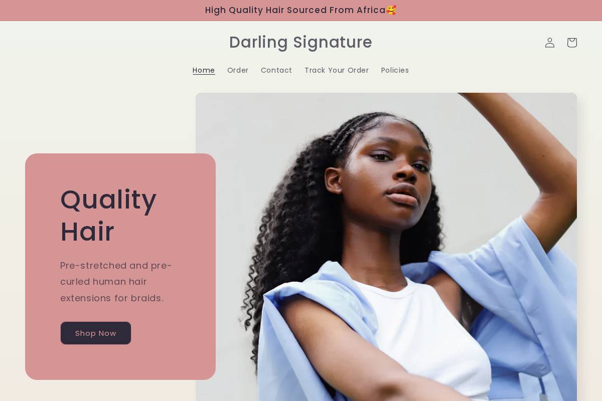darlingsignature.com homepage screenshot