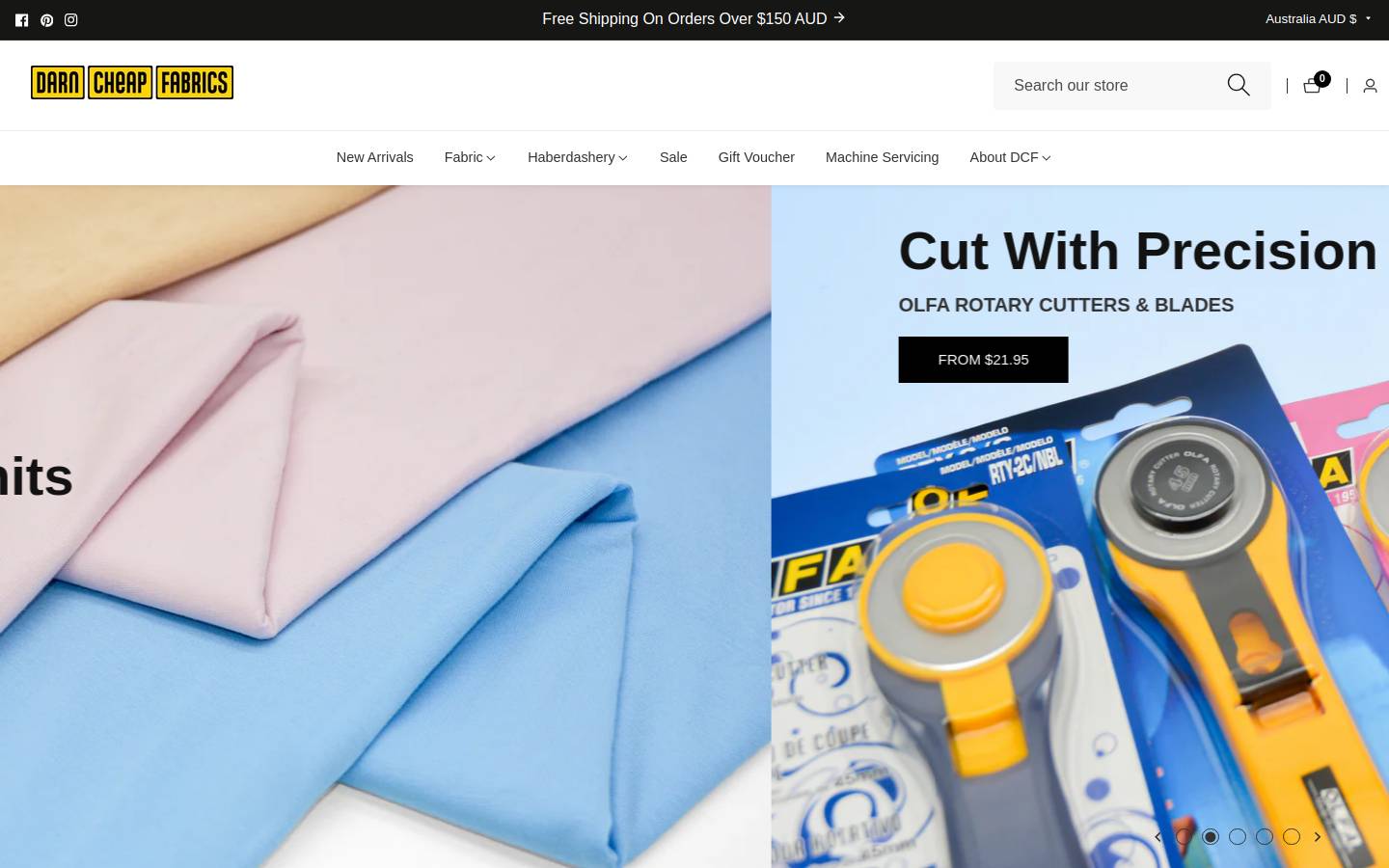 darncheapfabrics.com.au homepage screenshot