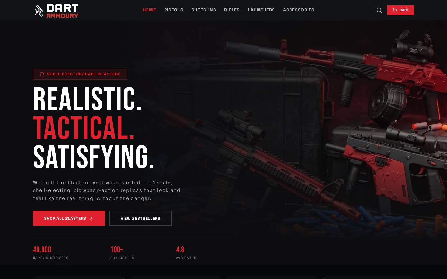 Dart Armoury homepage screenshot