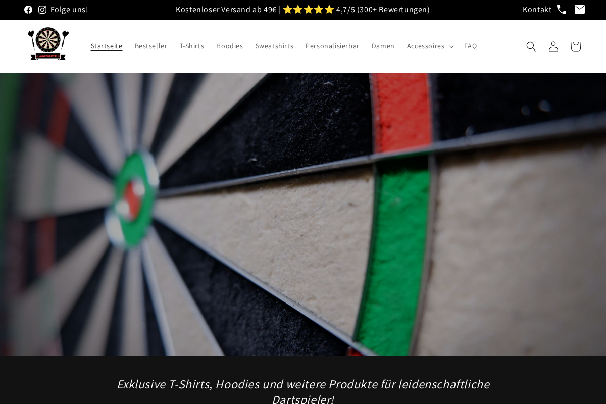 Dartslove homepage screenshot