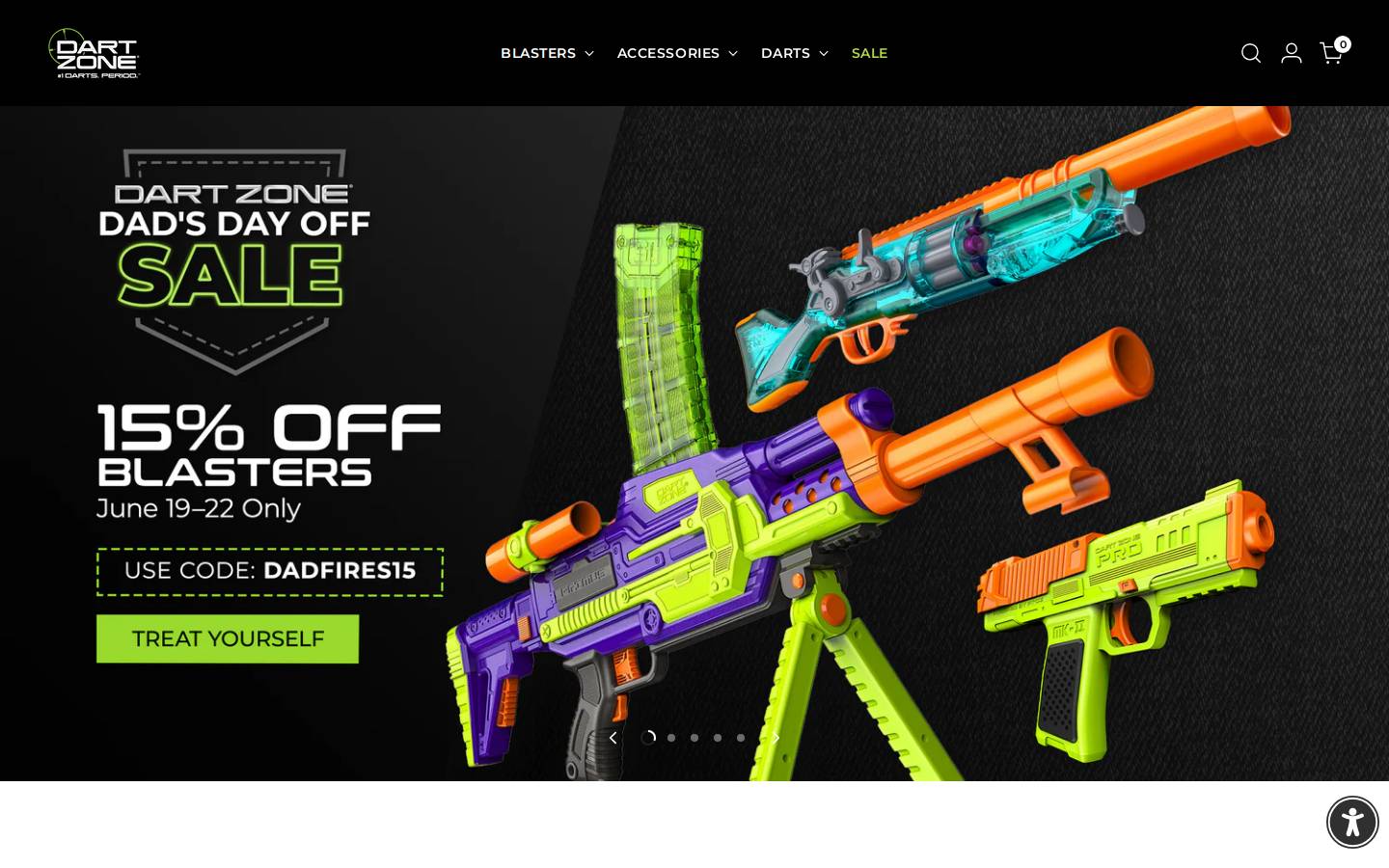 dartzoneblasters.com homepage screenshot