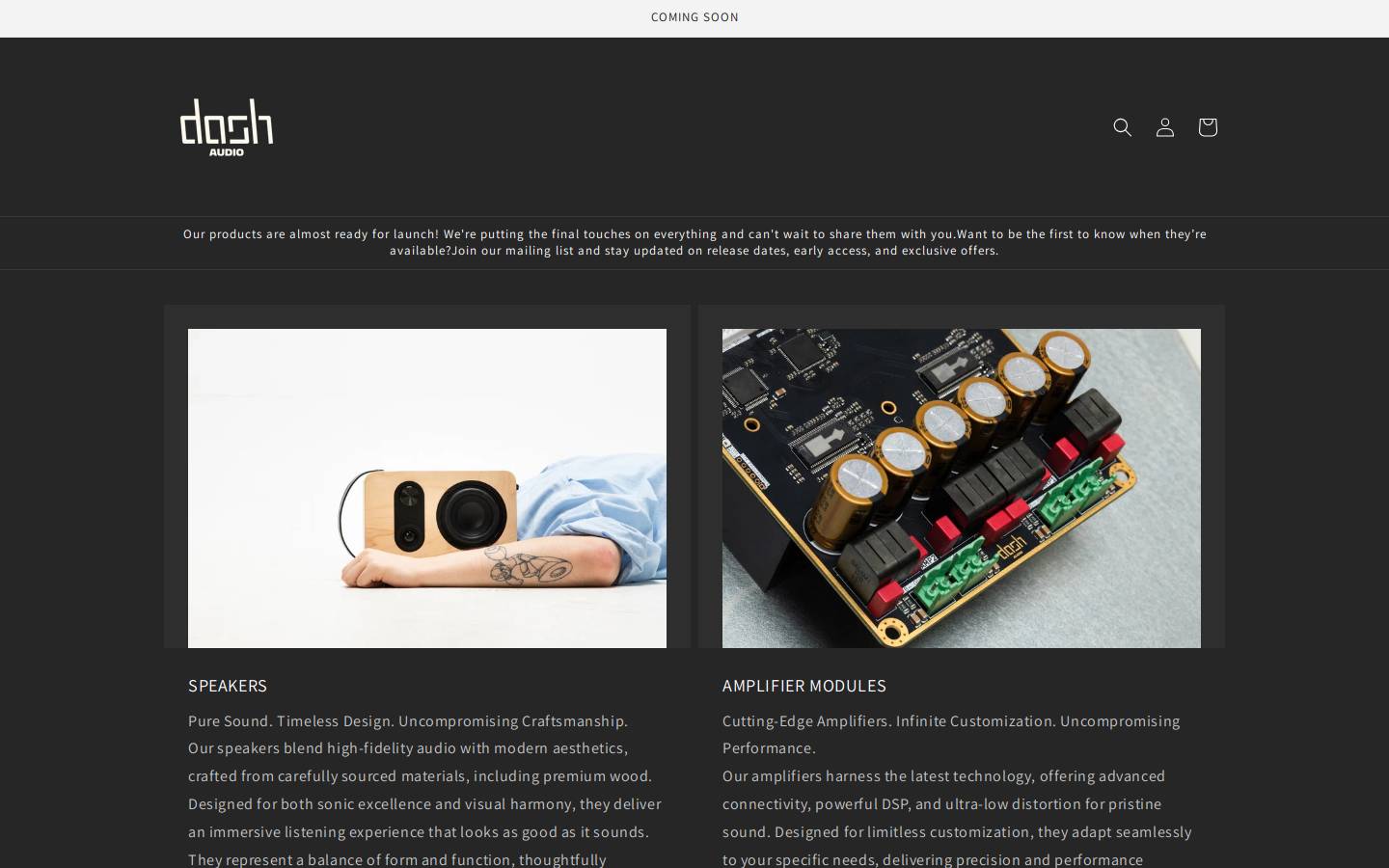 dash-audio.com homepage screenshot