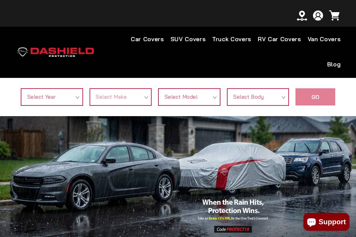 dashieldcover.com homepage screenshot