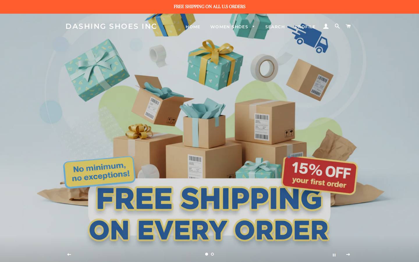 dashingshoes.com homepage screenshot