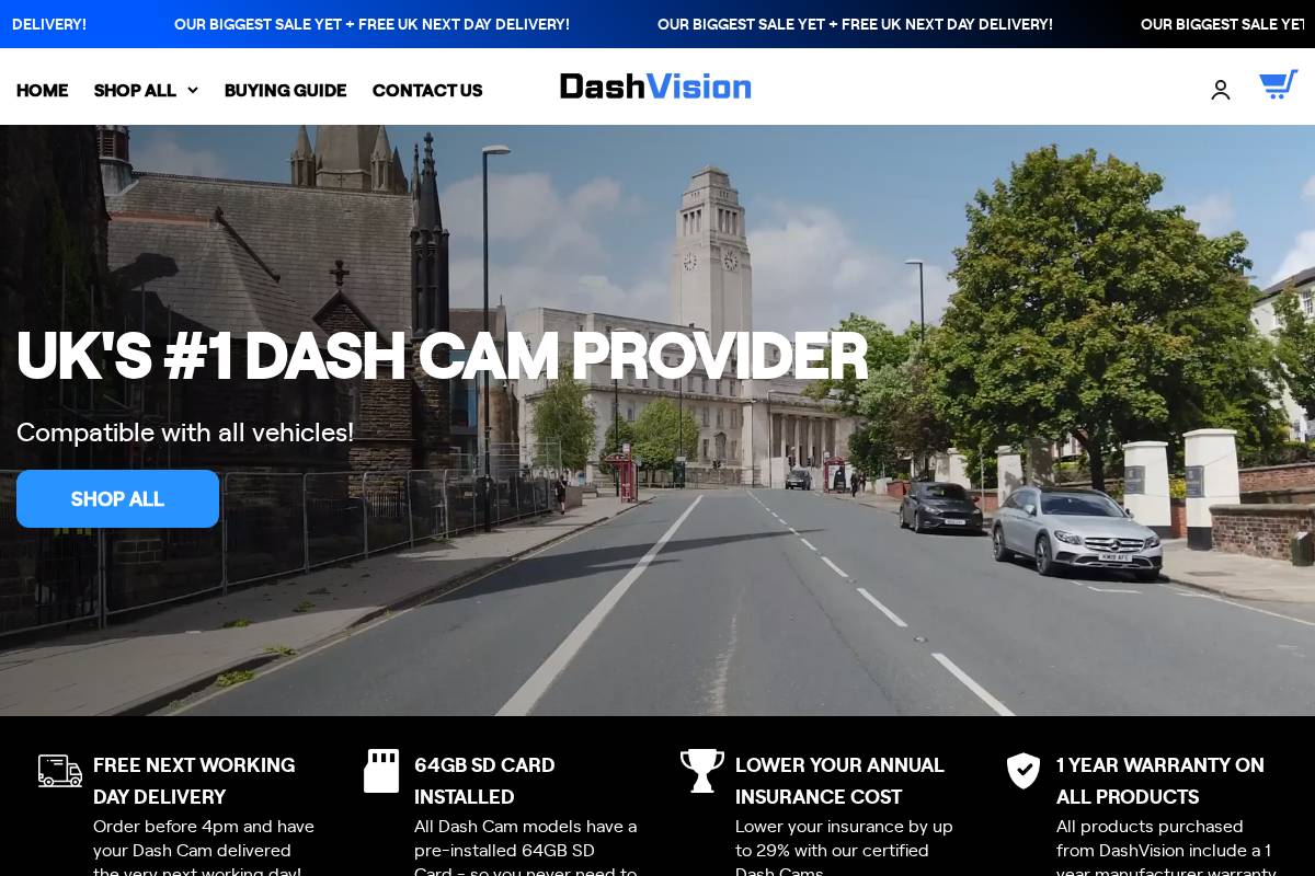 dashvision.co.uk homepage screenshot