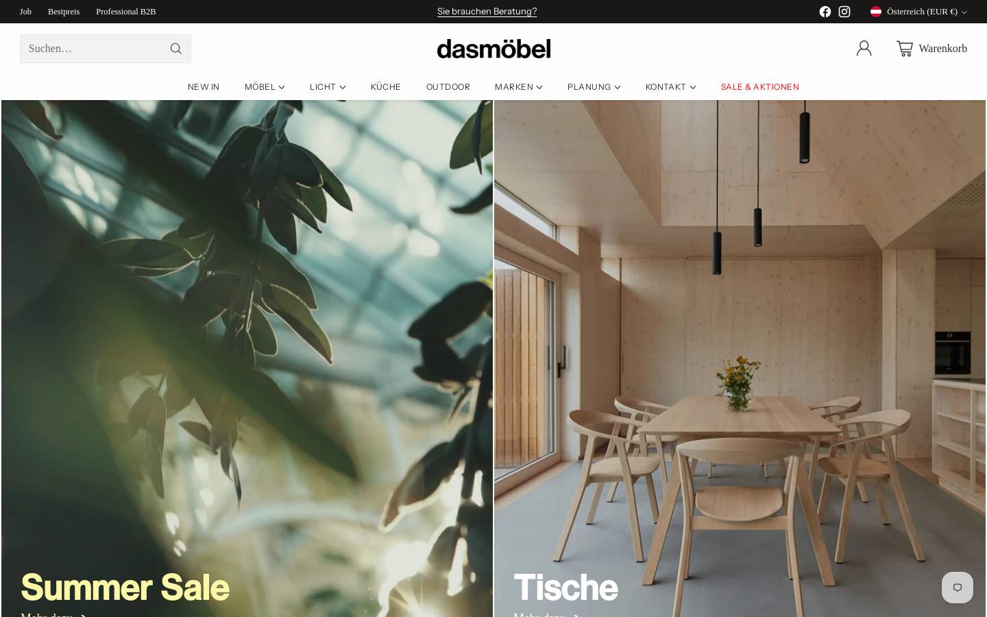 dasmoebel.at homepage screenshot