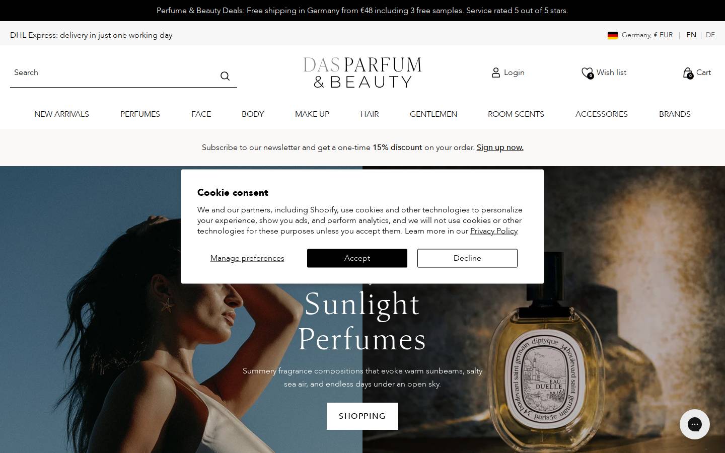 Dasparfum Beauty homepage screenshot