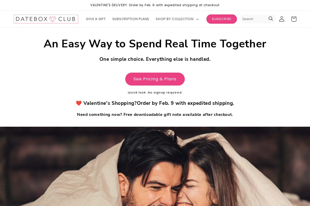 DateBox Club homepage screenshot