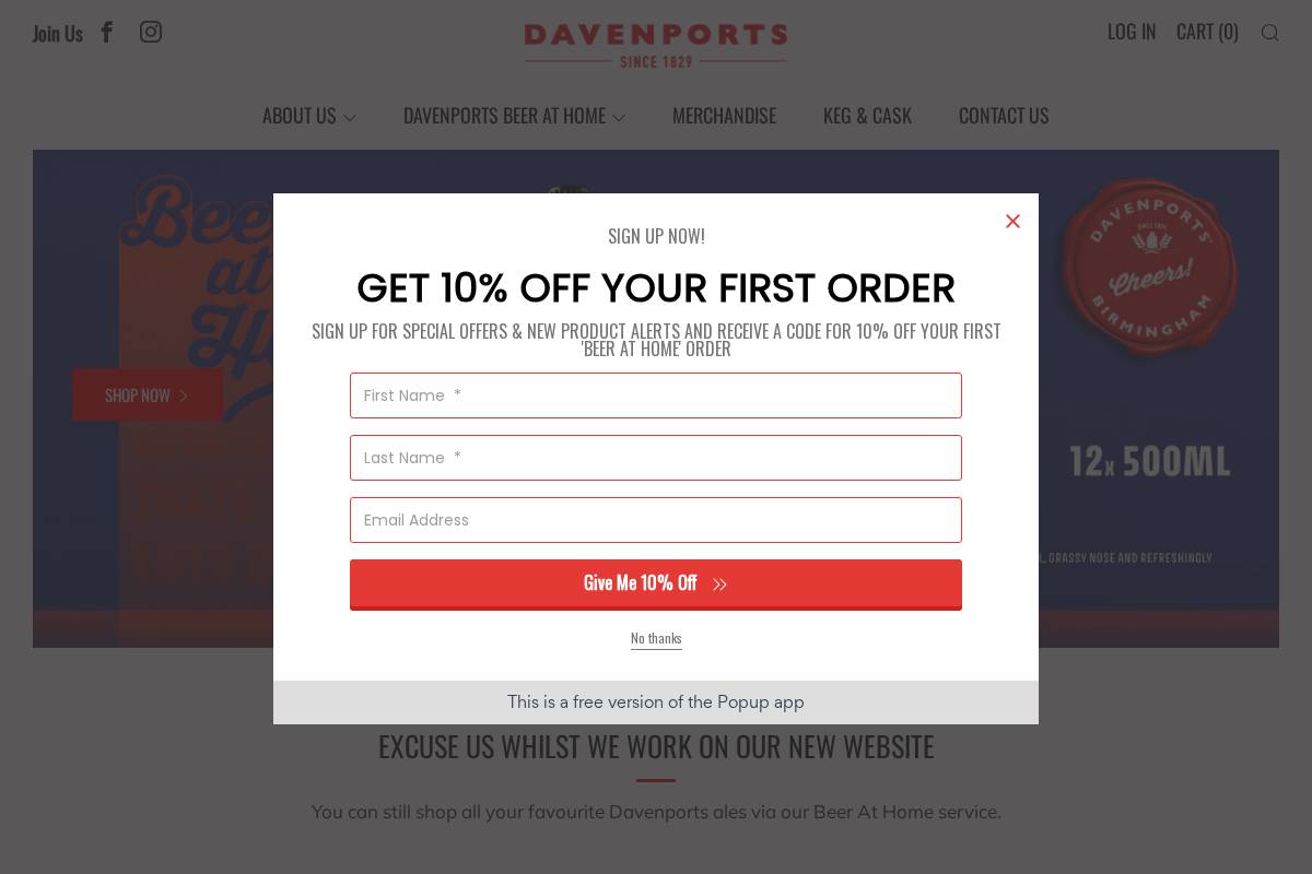 davenports.co.uk homepage screenshot