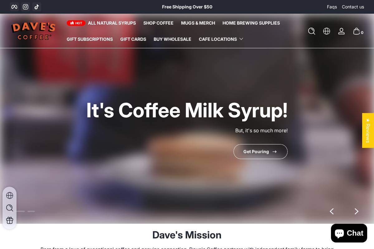 davescoffee.com homepage screenshot