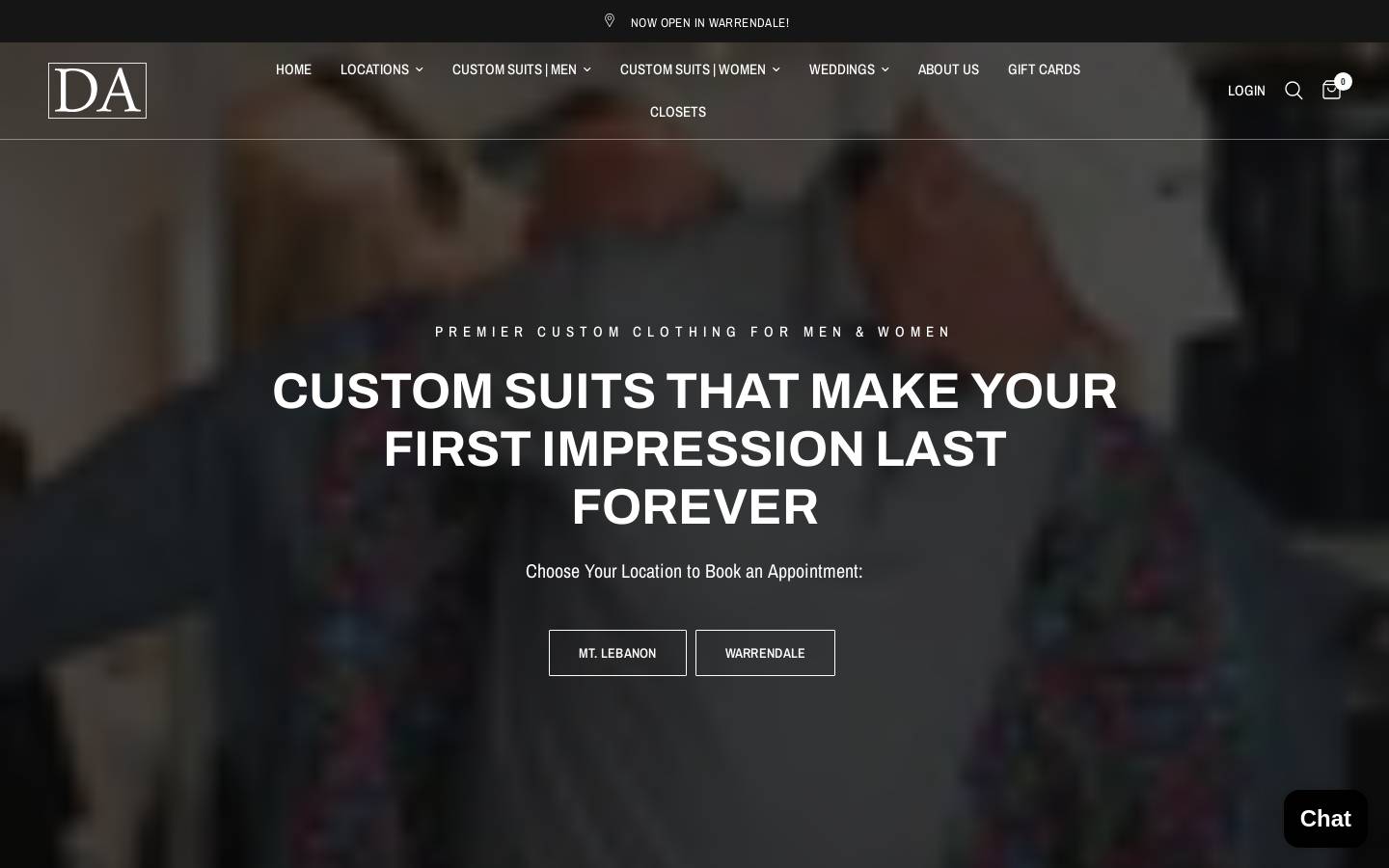 davidalanclothing.com homepage screenshot