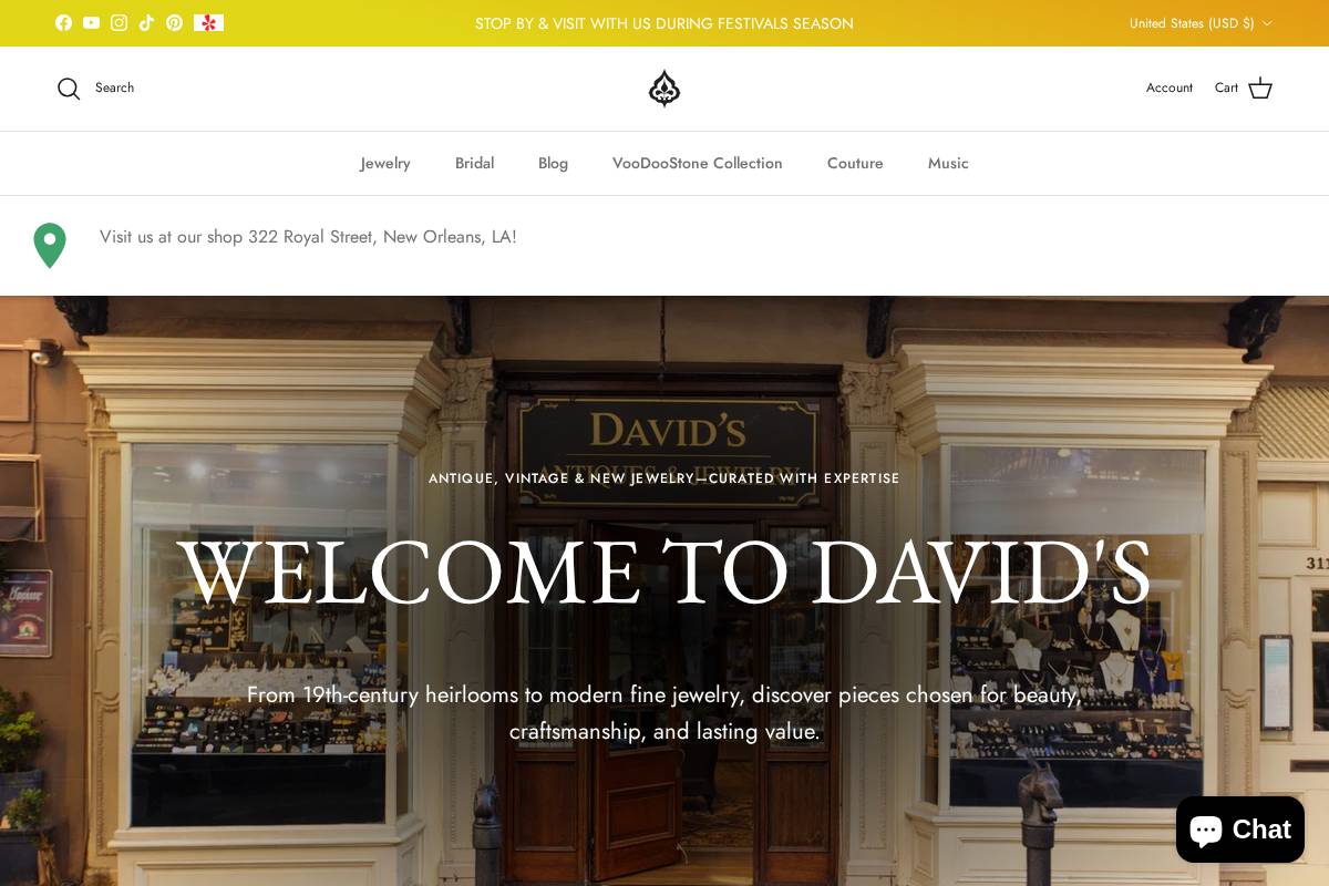 davidsnola.com homepage screenshot