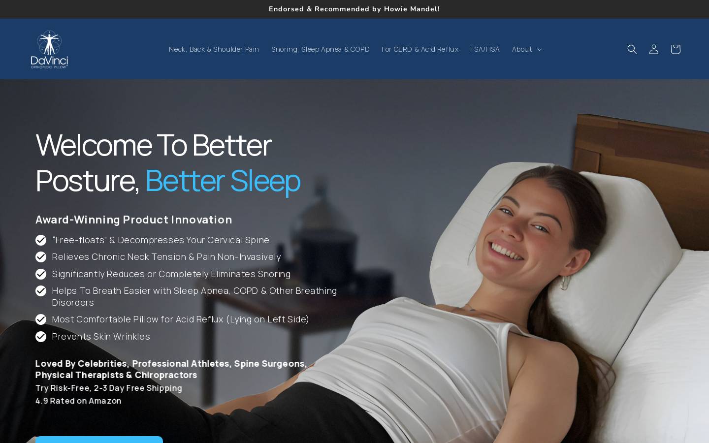 davinciorthopedics.com homepage screenshot
