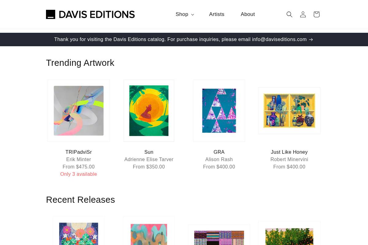 daviseditions.com homepage screenshot