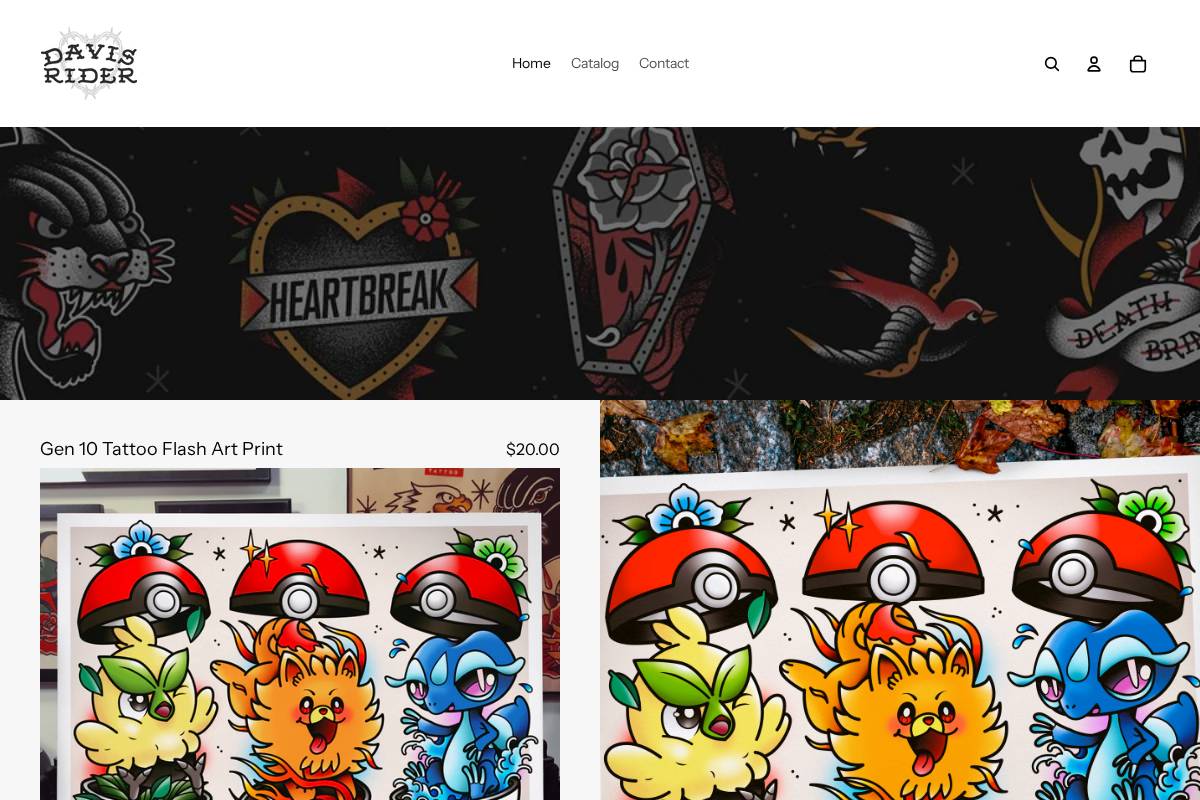 davisriderart.com homepage screenshot