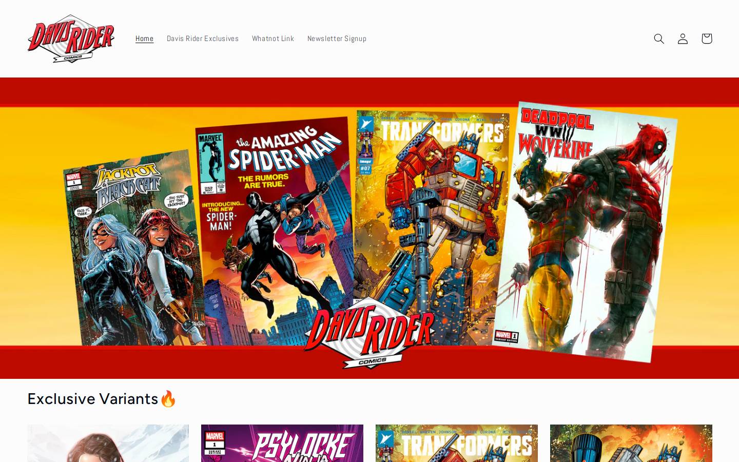 davisridercomics.com homepage screenshot