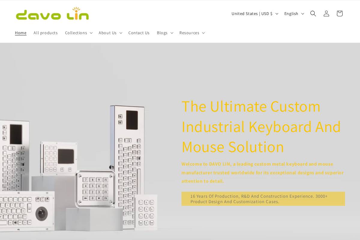 davokeyboard.com homepage screenshot