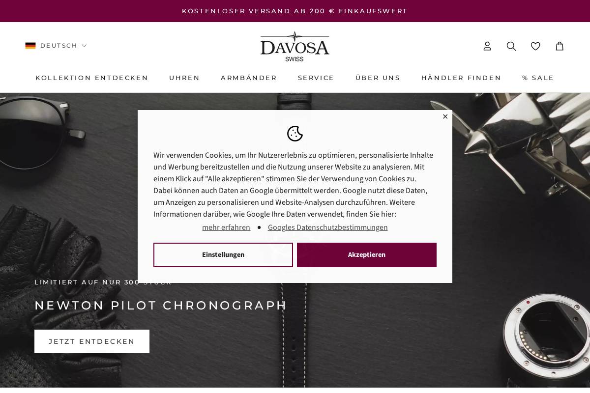 davosa.com homepage screenshot