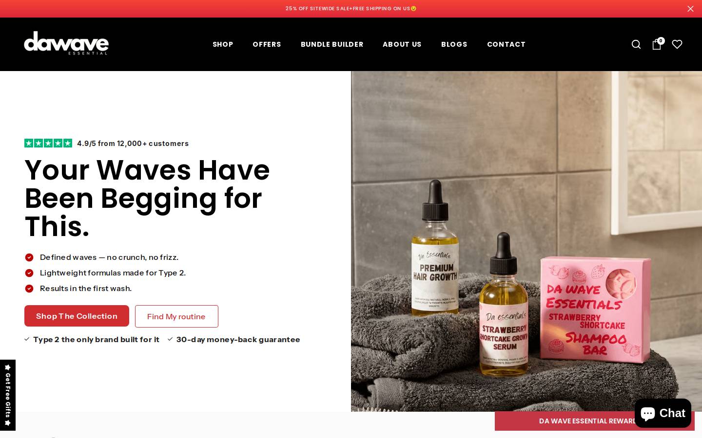 dawaveessentials.com homepage screenshot