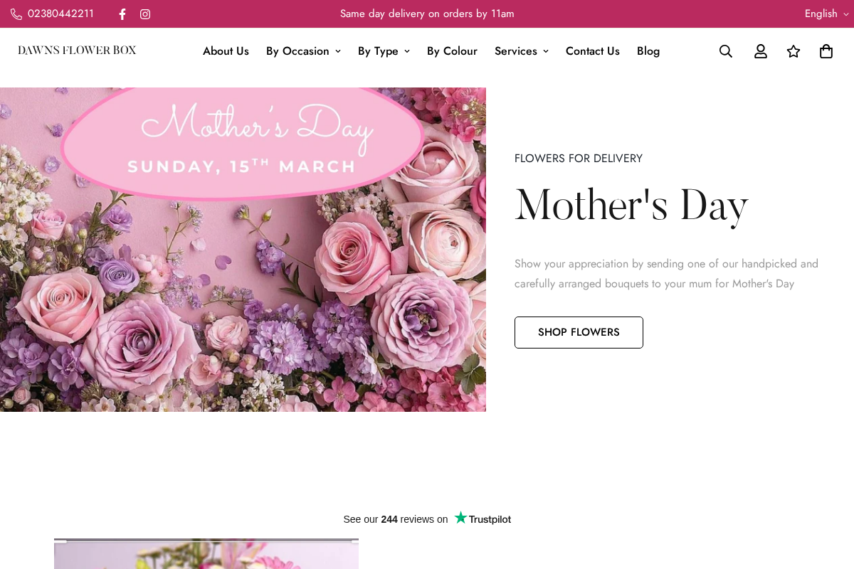 Dawnsflowerboxsouthampton homepage screenshot