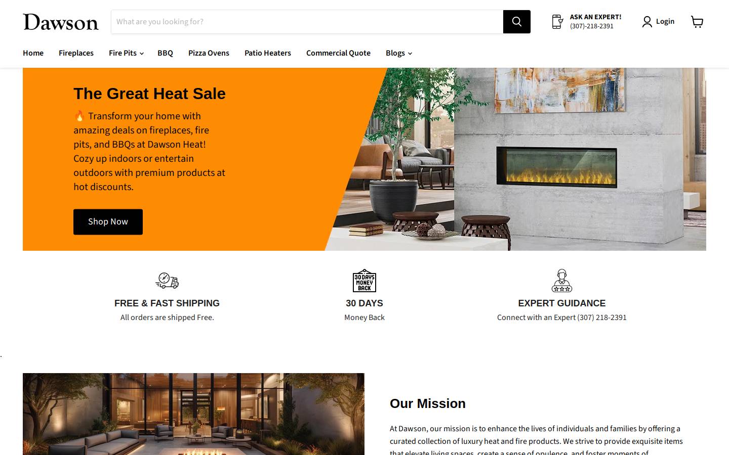 dawsonheat.com homepage screenshot