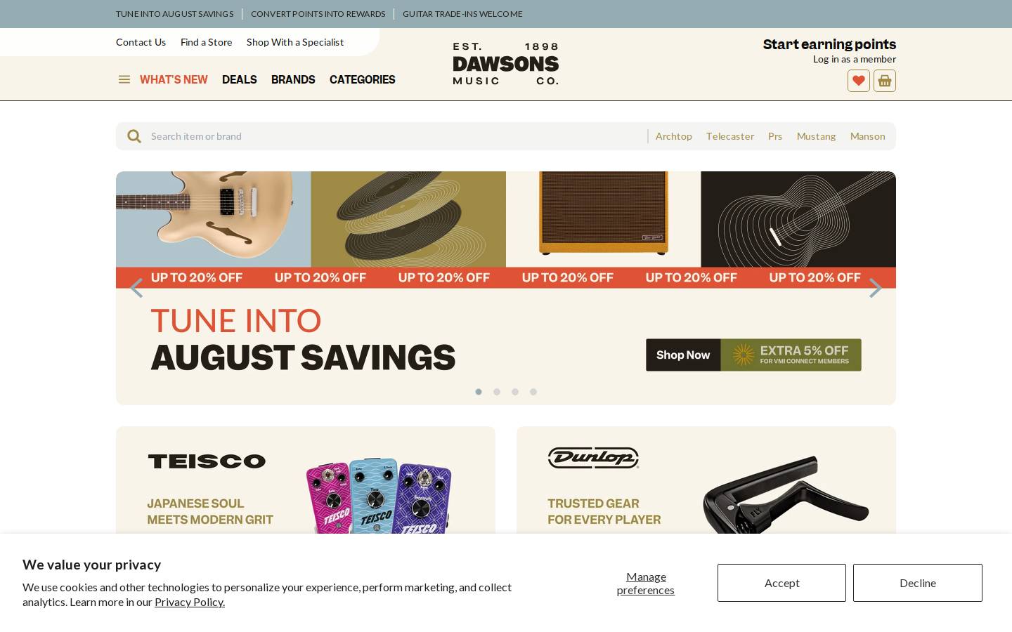 Dawsons homepage screenshot