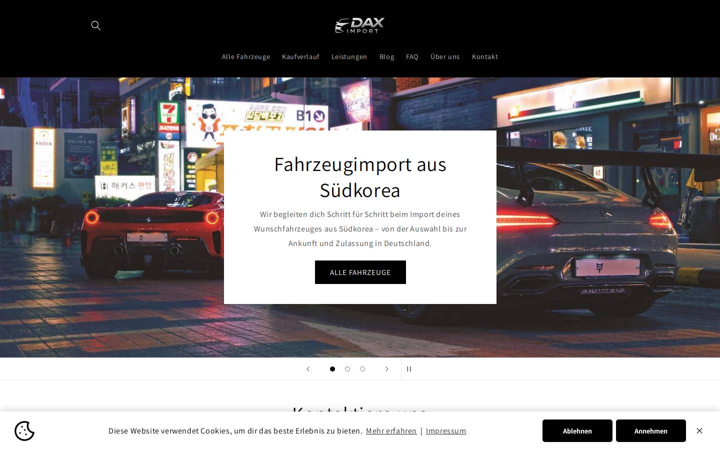dax-import.com homepage screenshot
