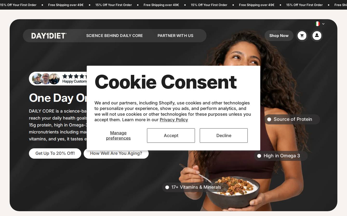 Day1diet homepage screenshot