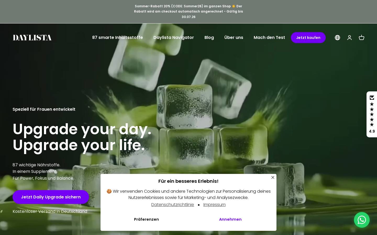 Daylista homepage screenshot