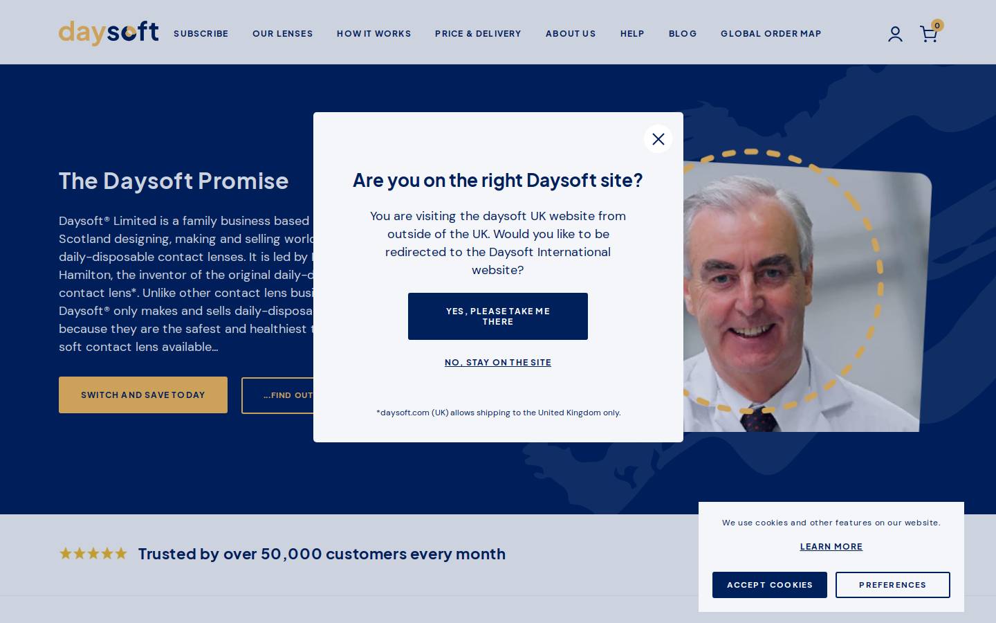 Daysoft Contact Lenses homepage screenshot