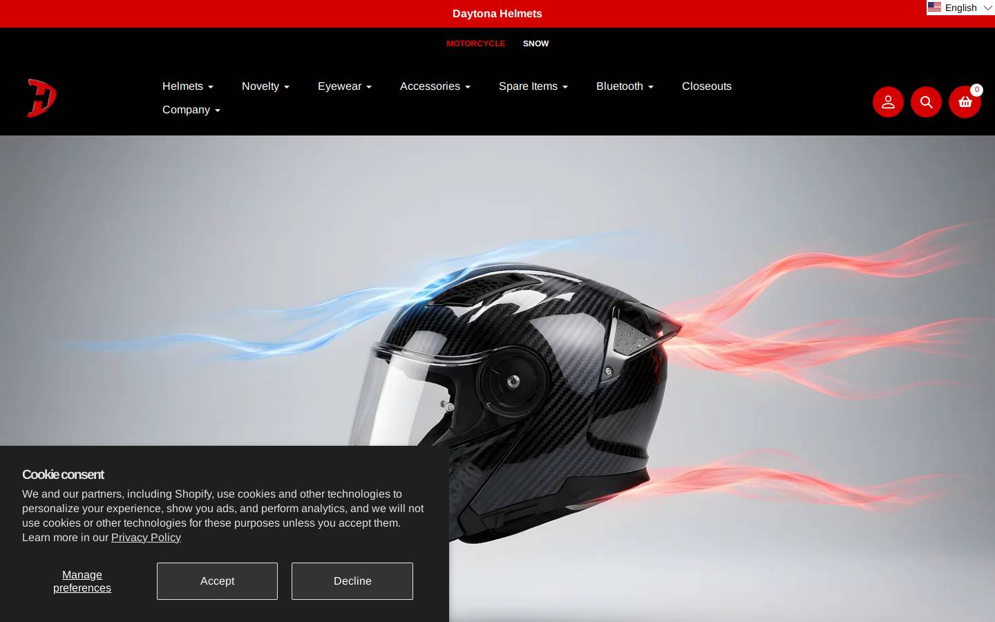 Daytona Helmets homepage screenshot