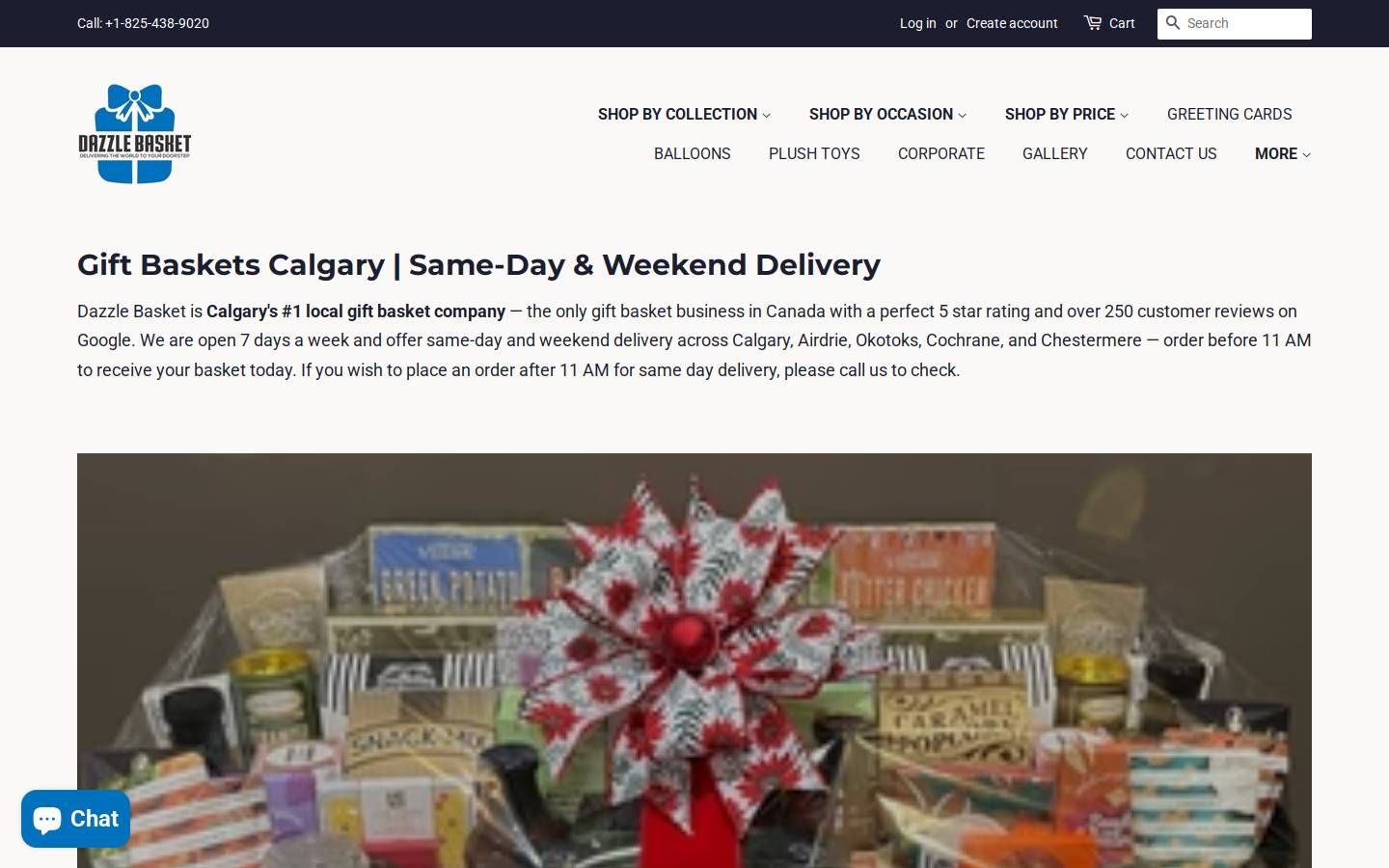 dazzlebaskets.ca homepage screenshot