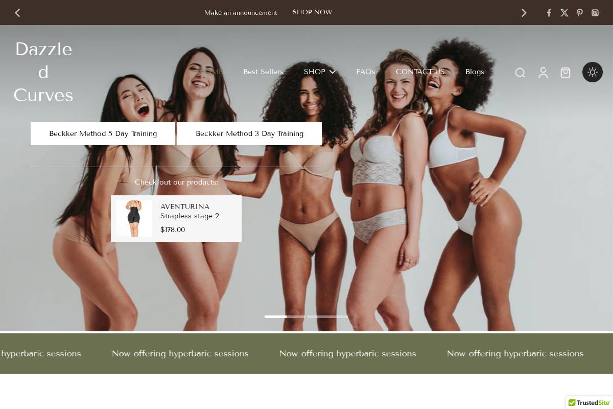 dazzledcurves.com homepage screenshot