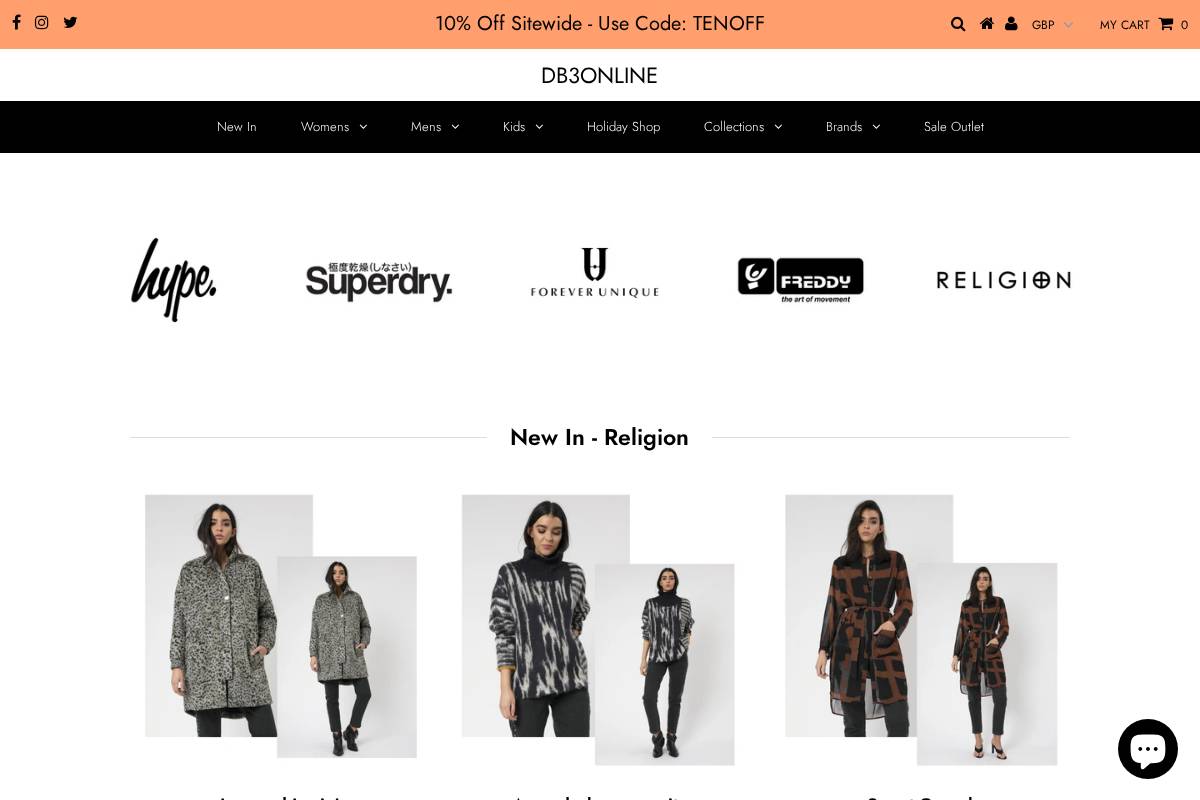db3 Online homepage screenshot