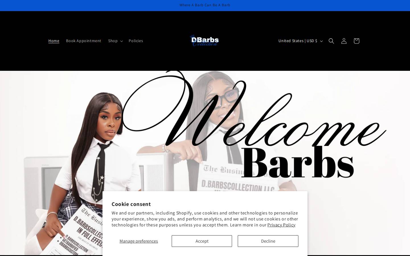 dbarbscollection.com homepage screenshot