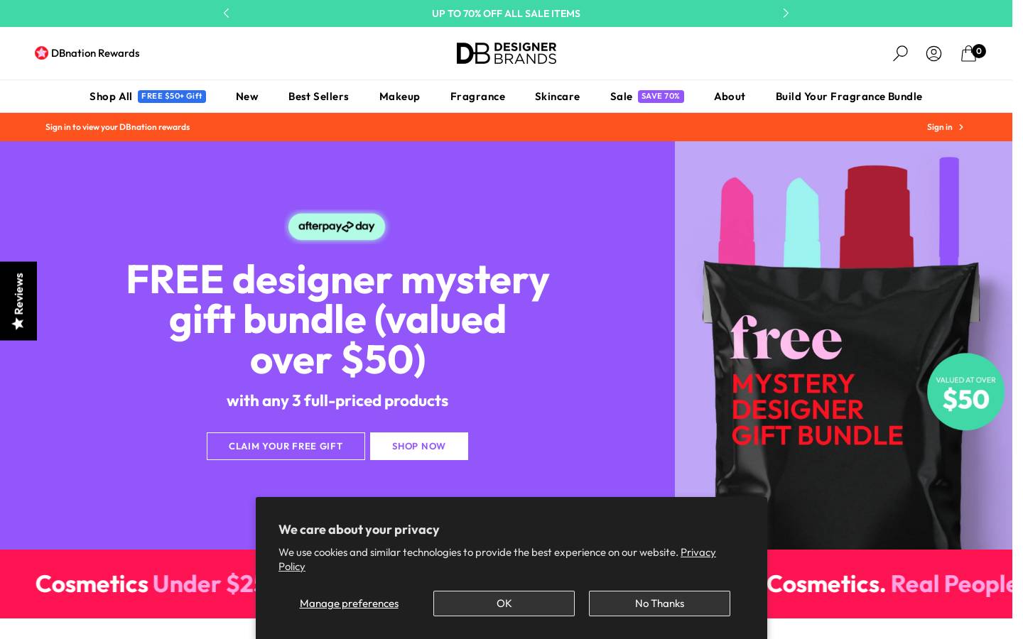 dbcosmetics.com.au homepage screenshot