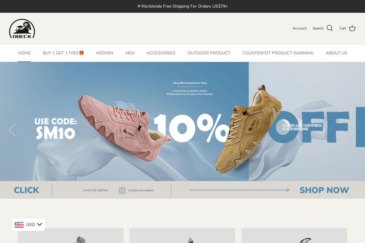 Dbeck Shoes homepage screenshot