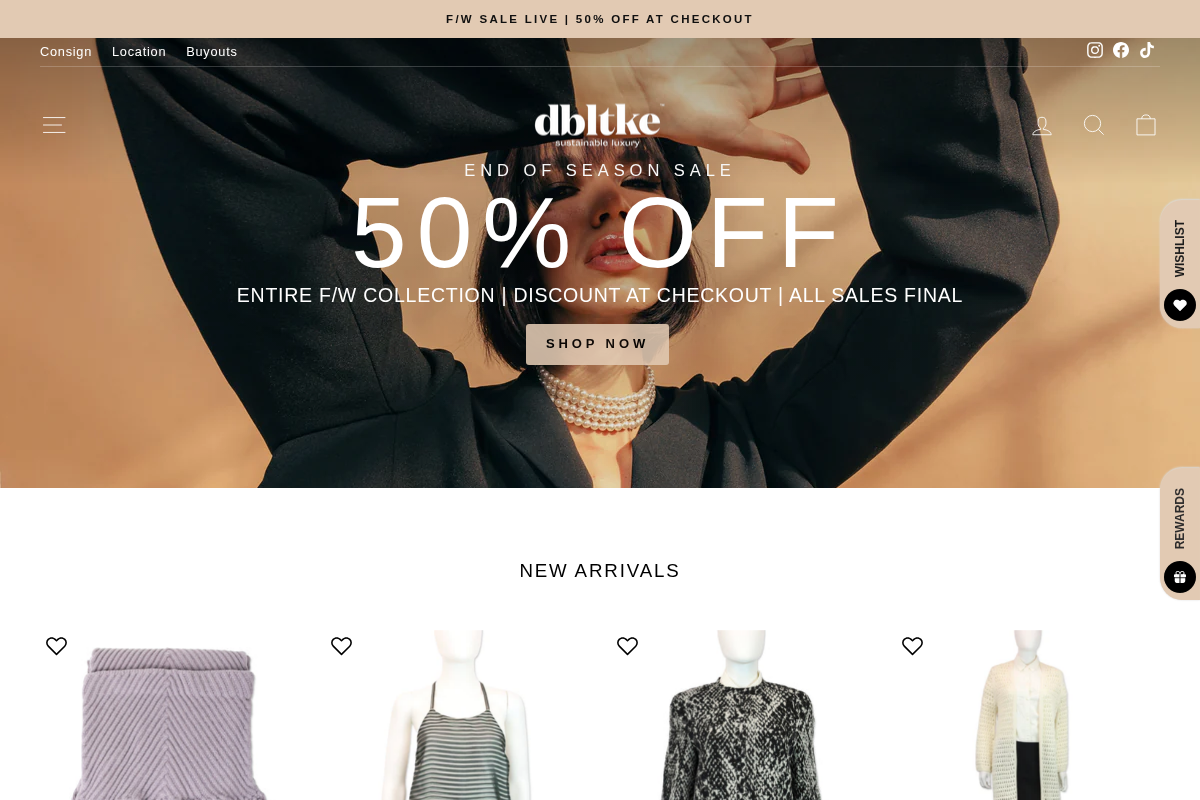 dbltkeboutique.com homepage screenshot