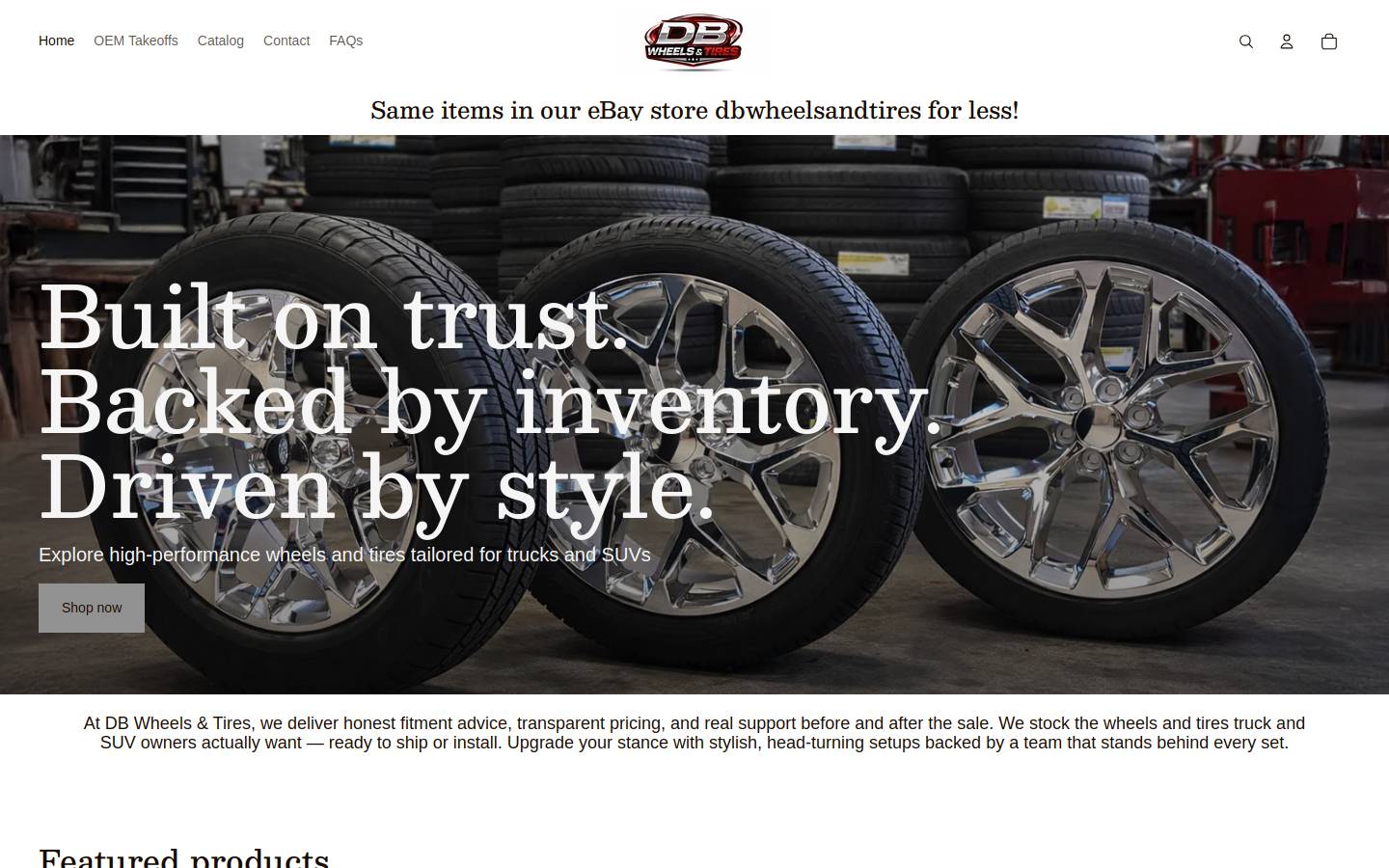 dbwheelsandtires.com homepage screenshot