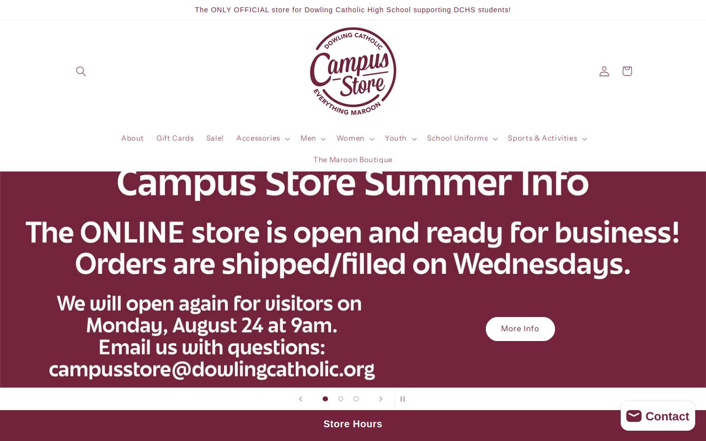 dchscampusstore.com homepage screenshot