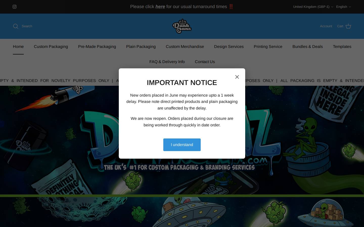 dcpackaging.co.uk homepage screenshot