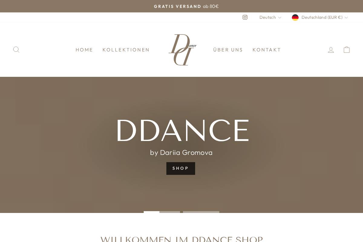 ddance.store homepage screenshot