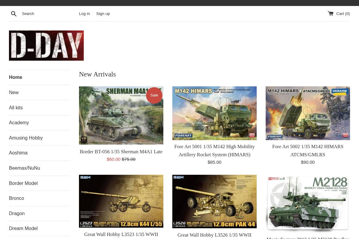 ddayhobbies.com homepage screenshot